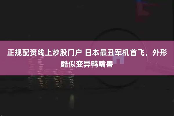 正规配资线上炒股门户 日本最丑军机首飞，外形酷似变异鸭嘴兽